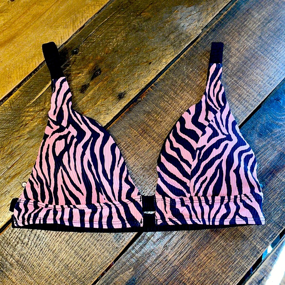 TiniBikini Pink and Black Zebra Print bathing suit Top